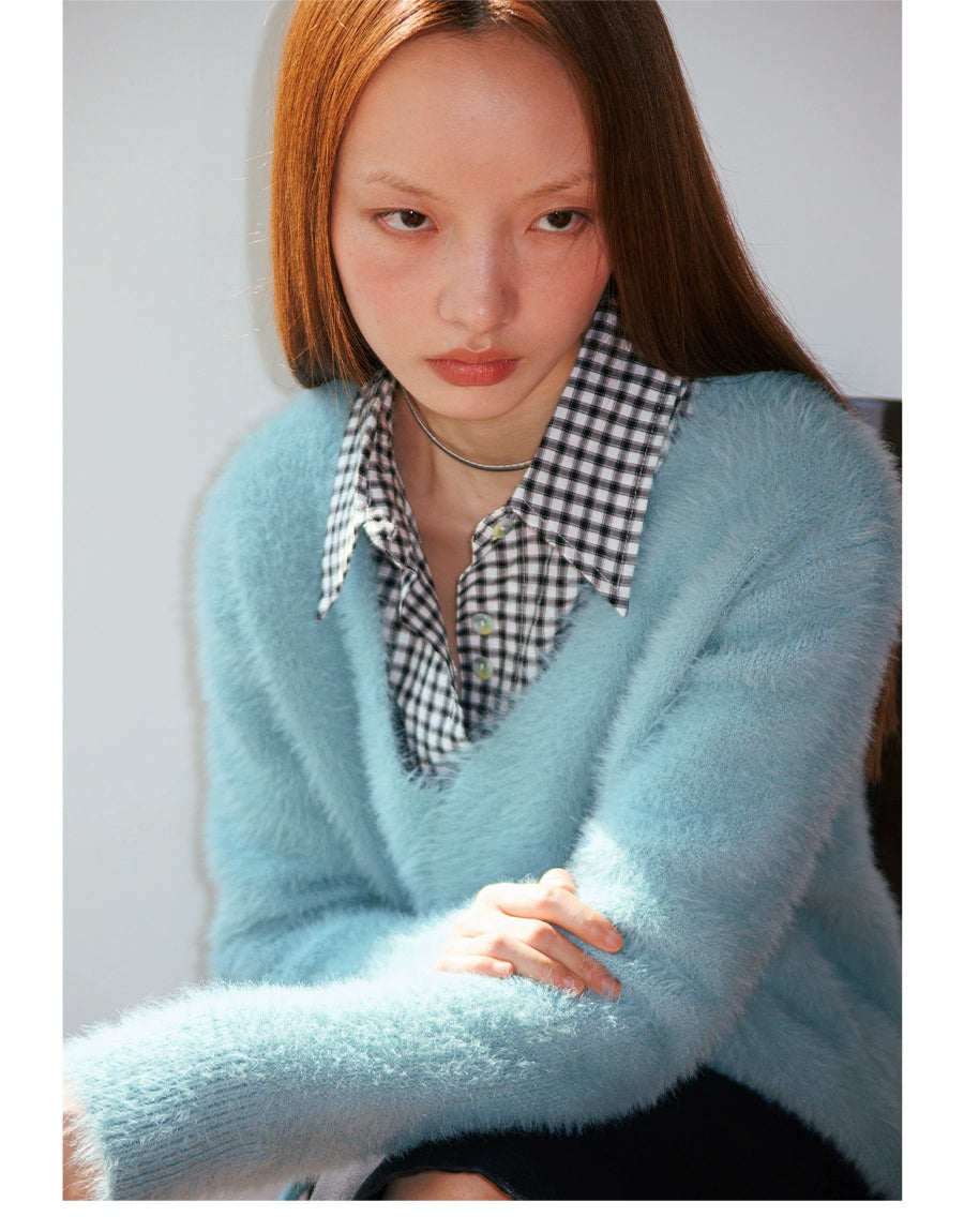 FUNKYFUN Lace-up Cardigan V-neck Sweater Jacket