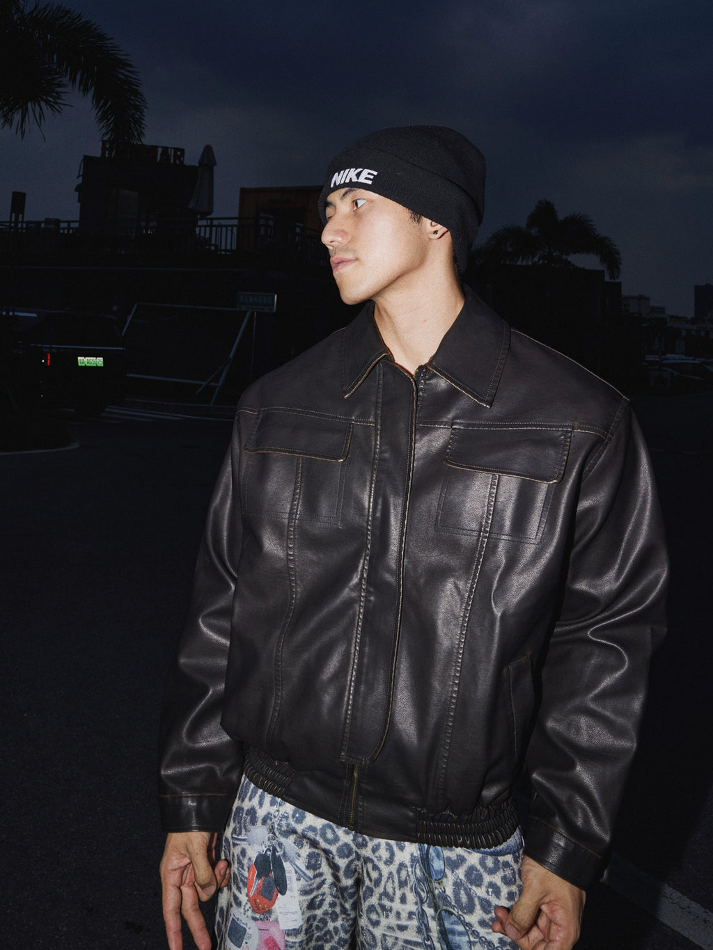 PAPASLILMONSTER Vintage Loose Leather Jacket