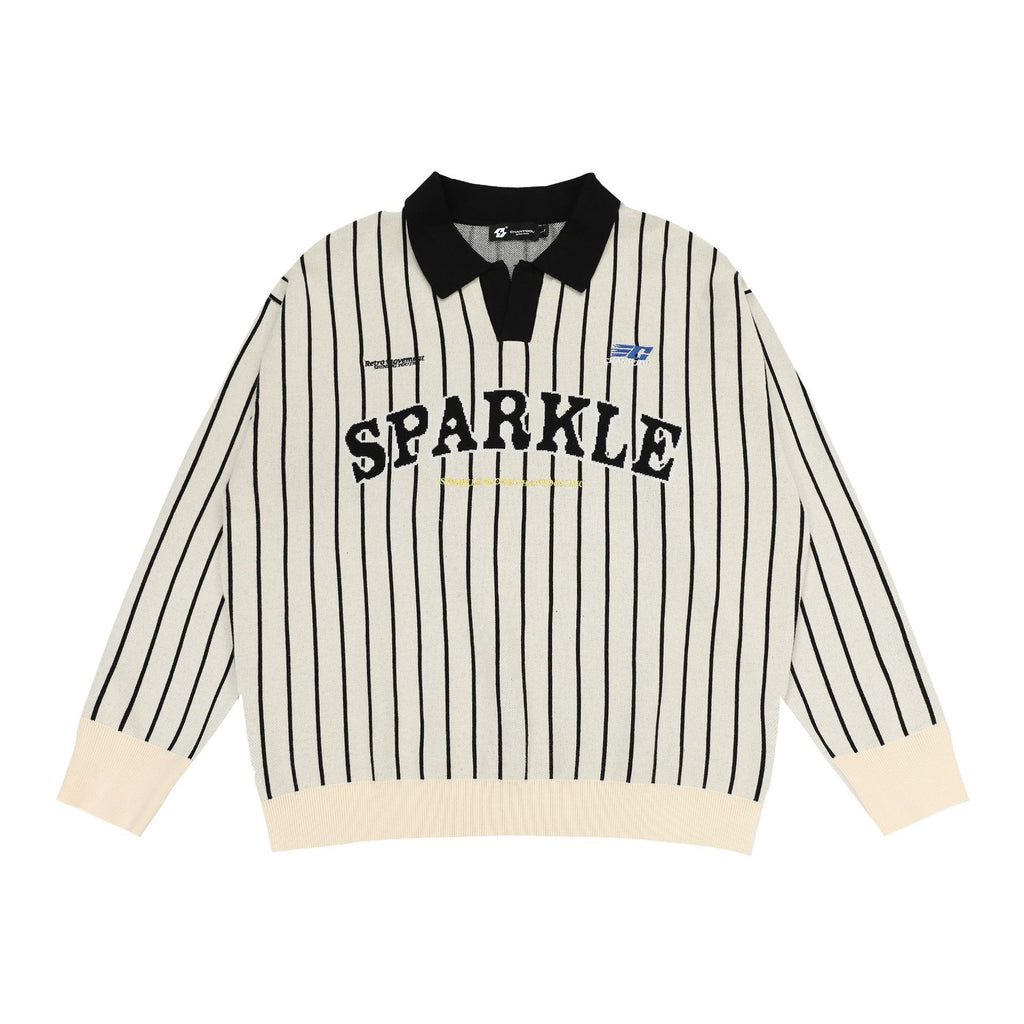 CHANYOOU Vintage Polo Neck Striped Knitted Sweater