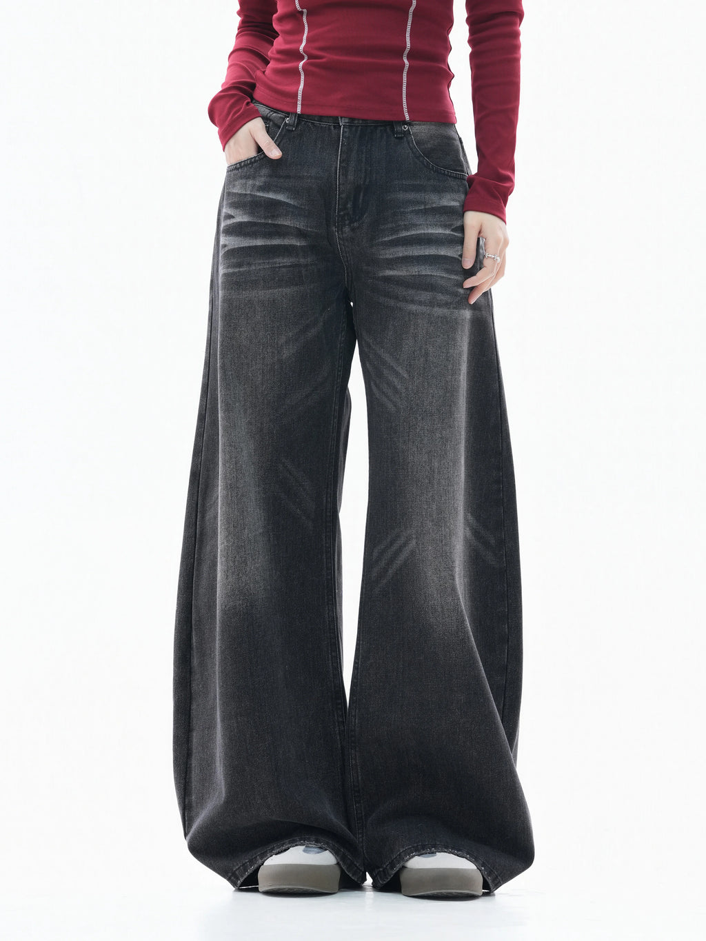 Zuocisankon Retro Cat Whisker Straight Jeans