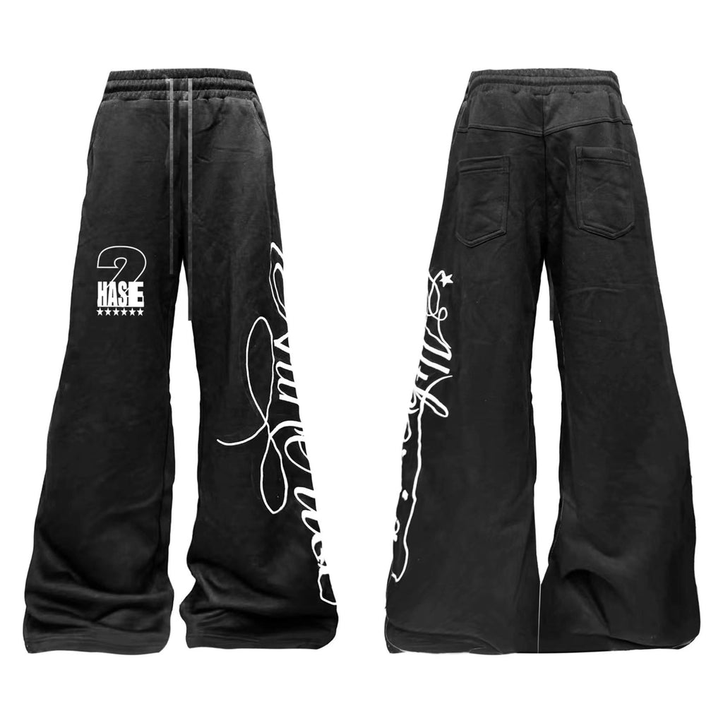 DETW Embroidered Straight-leg Strappy Sweatpants
