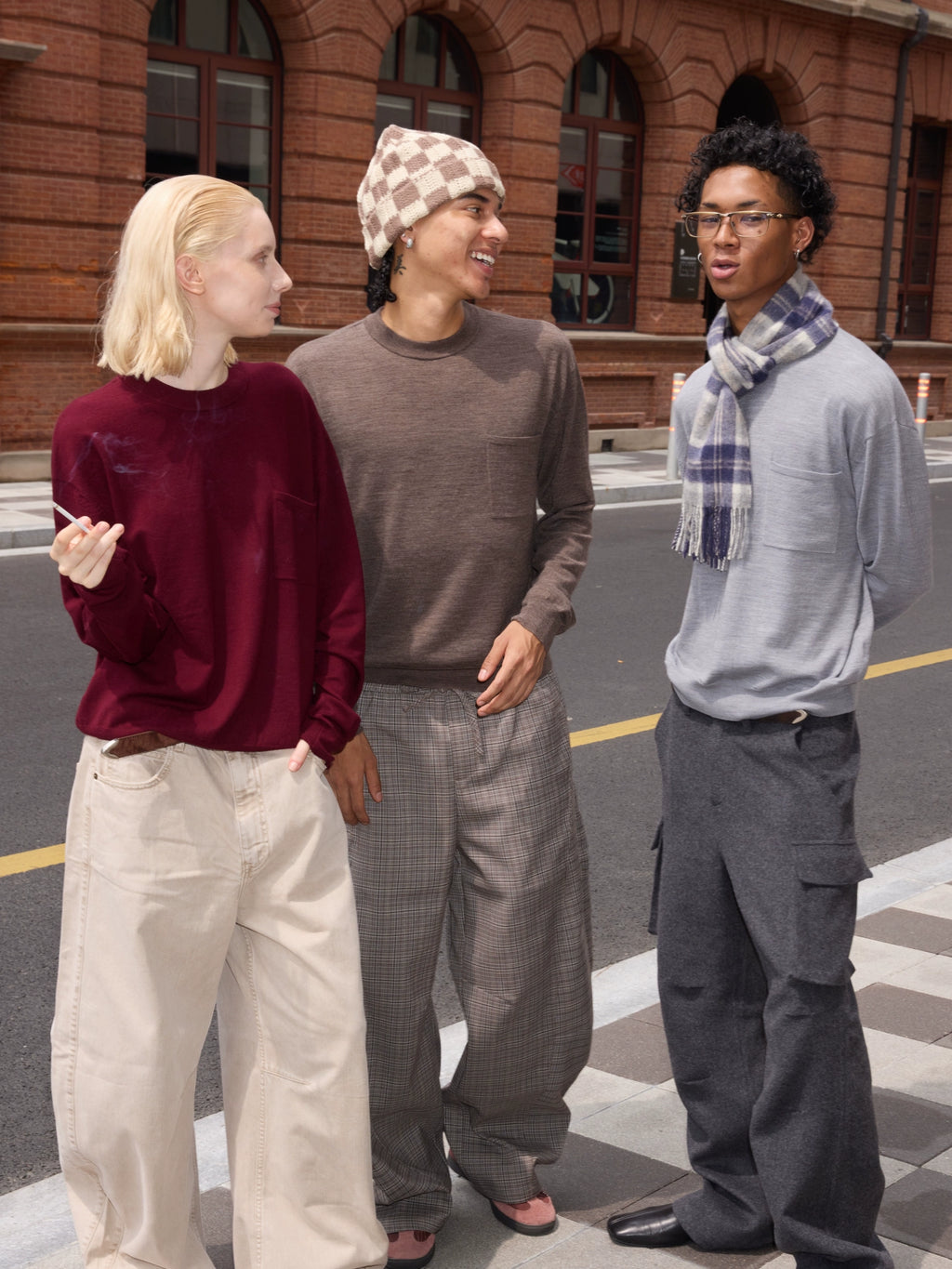 VLABMADE Slack Crew Neck Pocket Long Sleeve Sweater