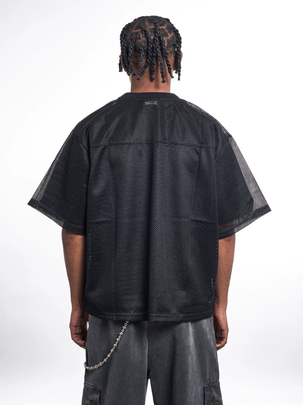 MT99 Letter Printed Logo Hollow Mesh Tee