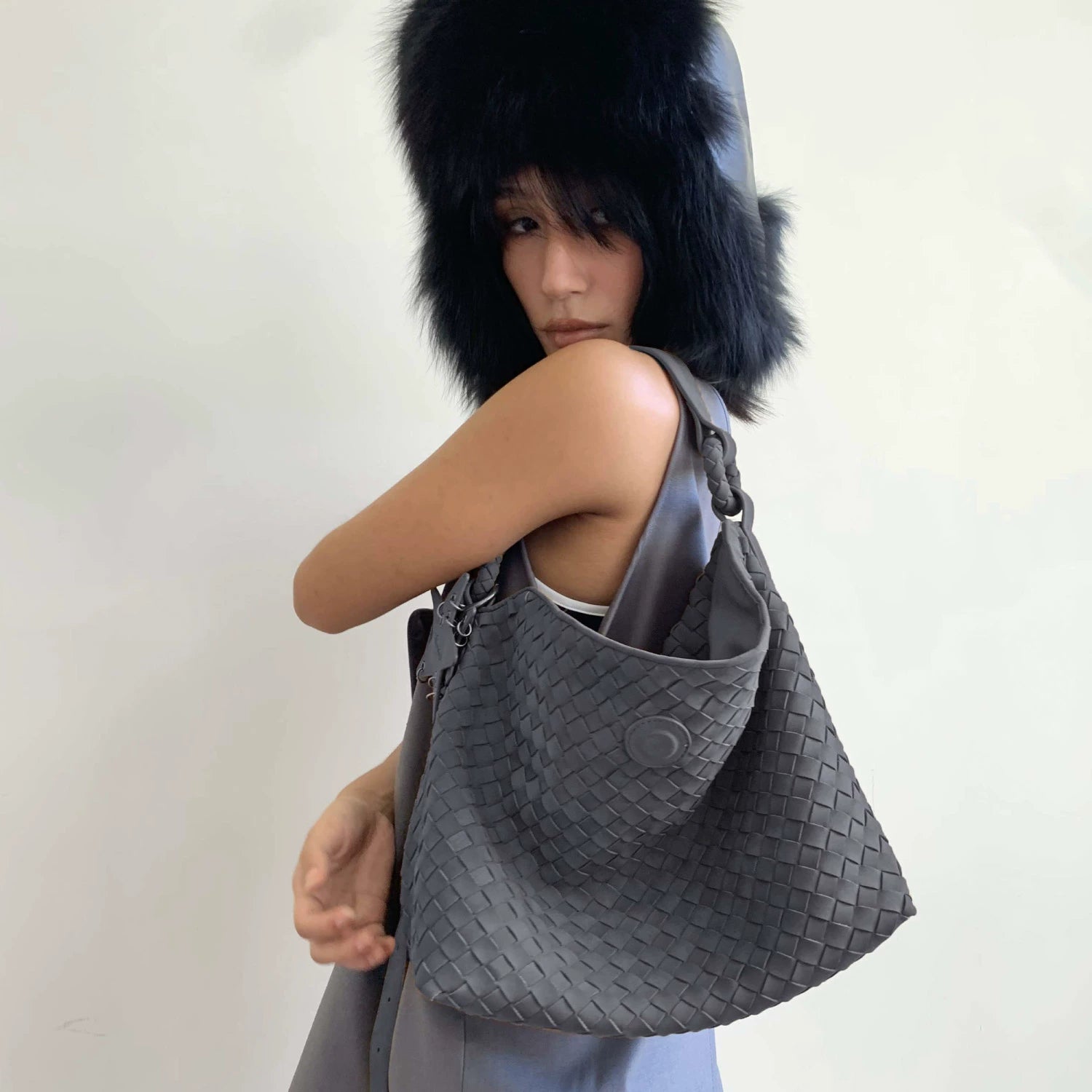 ECODAY Vintage Suede Woven Crossbody Bag