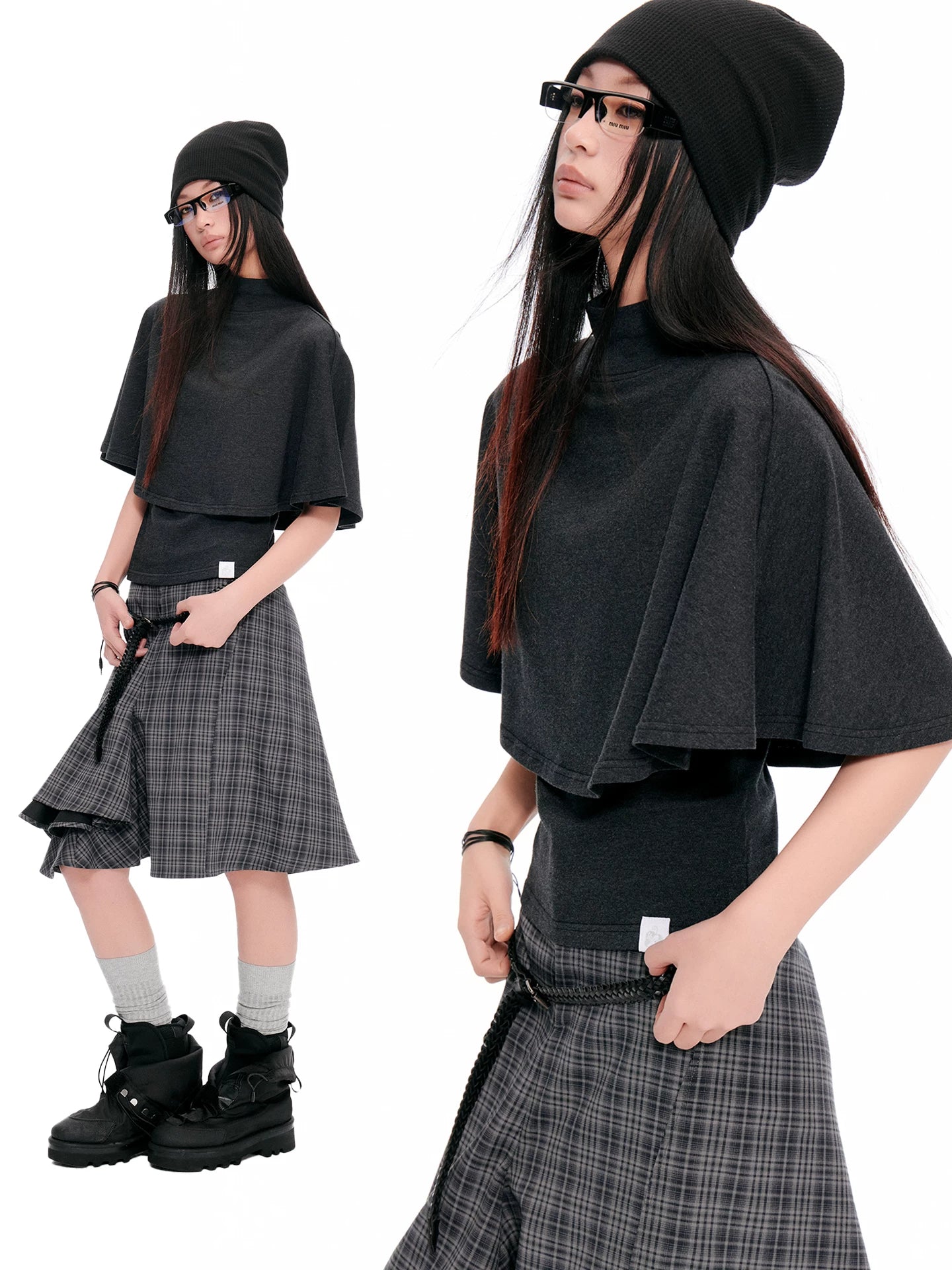 JIKOO Cloak Design Fake Two-piece Tee
