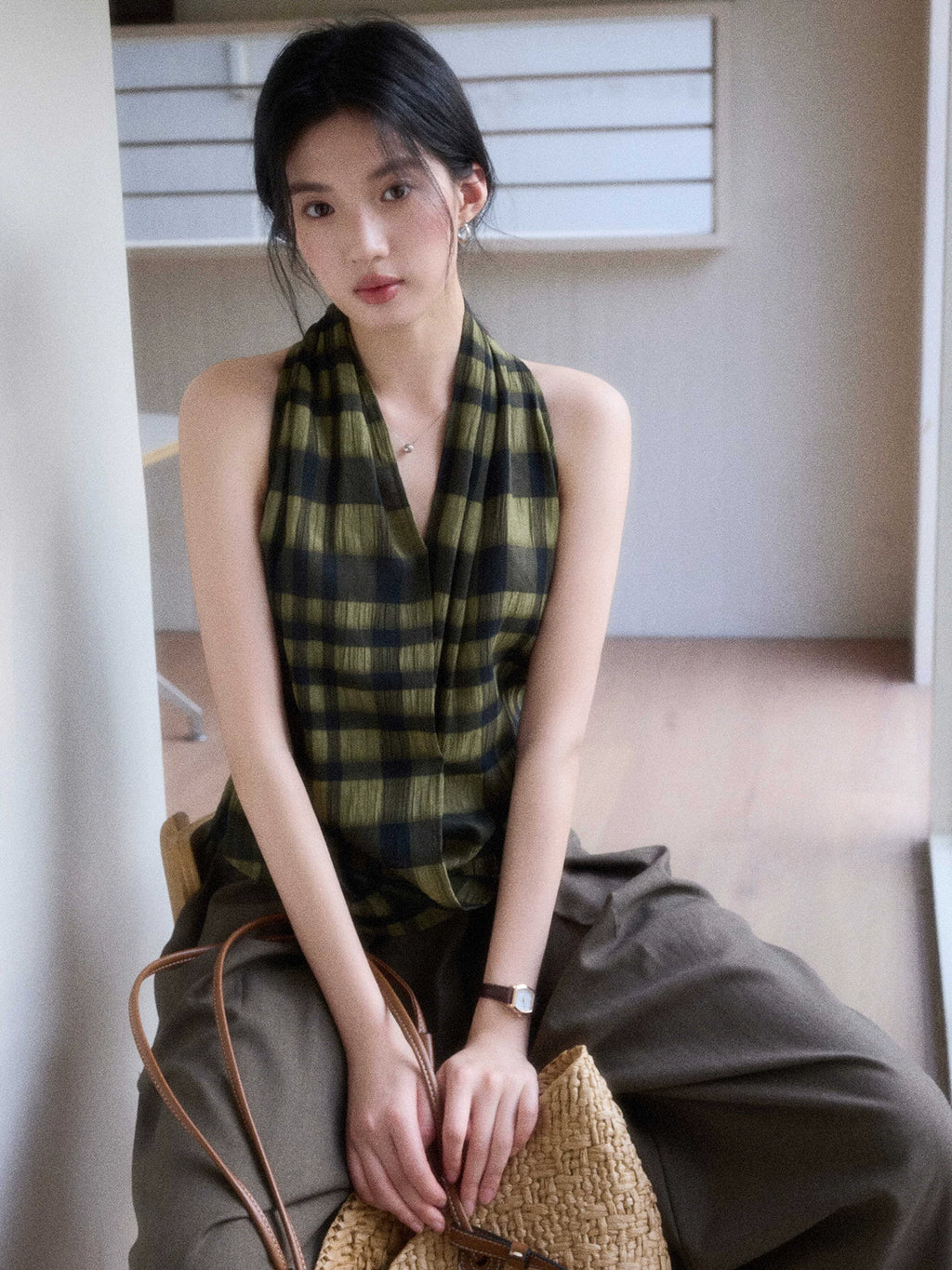 TYANG Temperament Plaid Sleeveless Vest