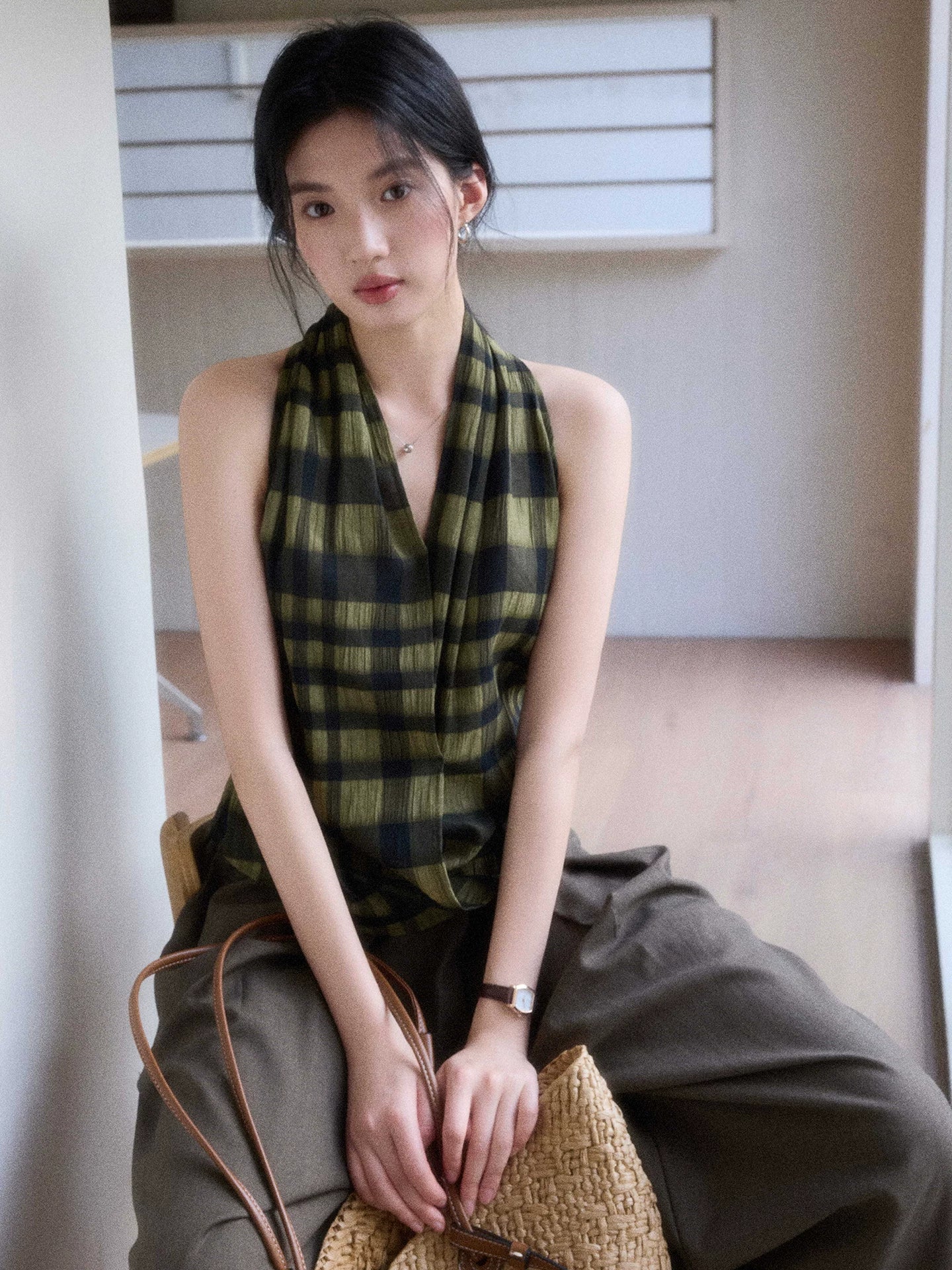 TYANG Temperament Plaid Sleeveless Vest