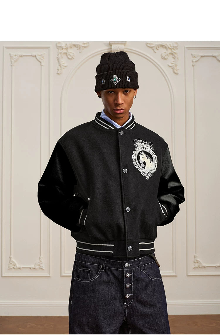 YADcrew Year of The Horse Limited Gold Thread Embroidered Baseball Jacket