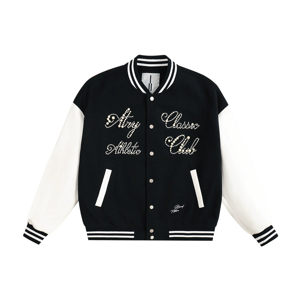 ATRY Letter Beaded Vintage Contrasting Jacket