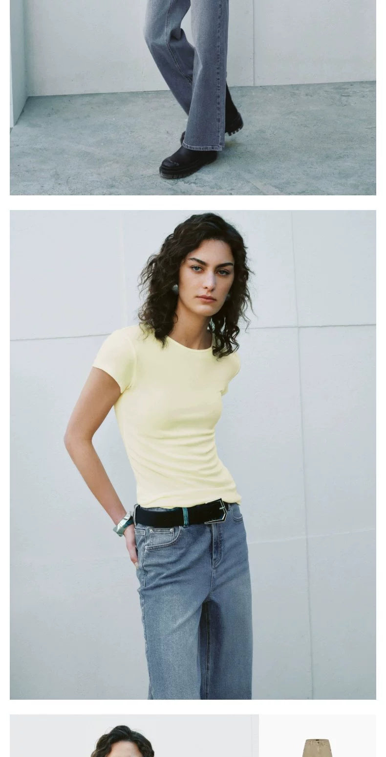 URBAN REVIVO Simple Basic Casual Round Neck Tee