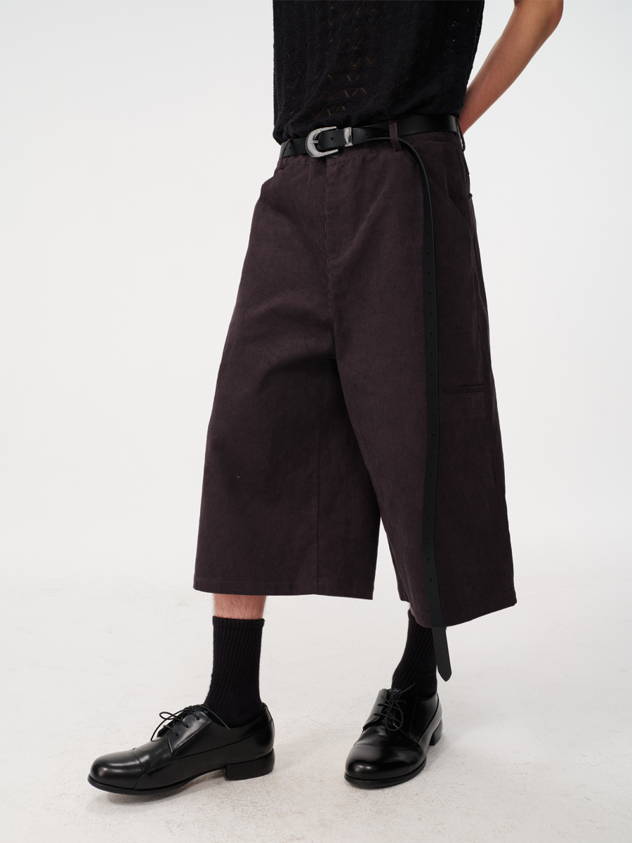 JCAESAR Striped Corduroy Cropped Pants