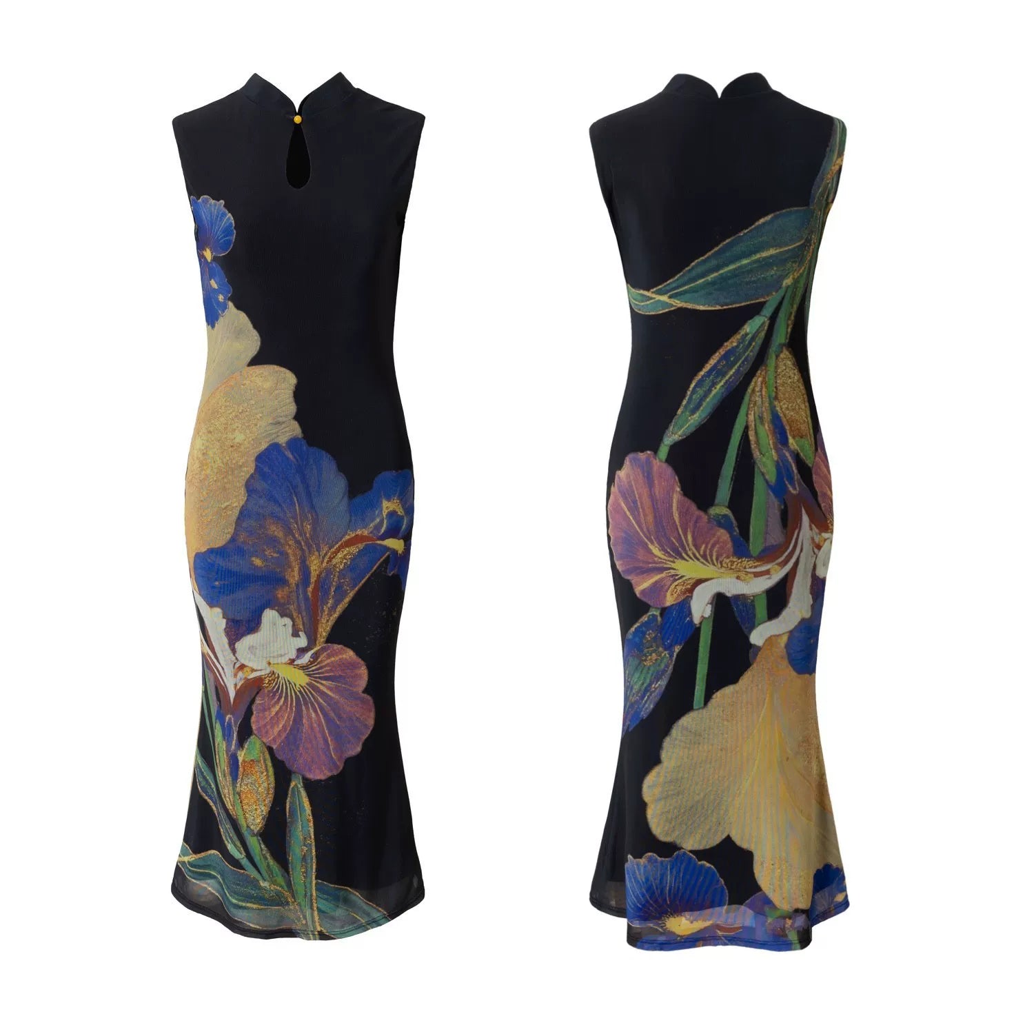 LOUMUTAKU Double-sided Floral Cheongsam Dress