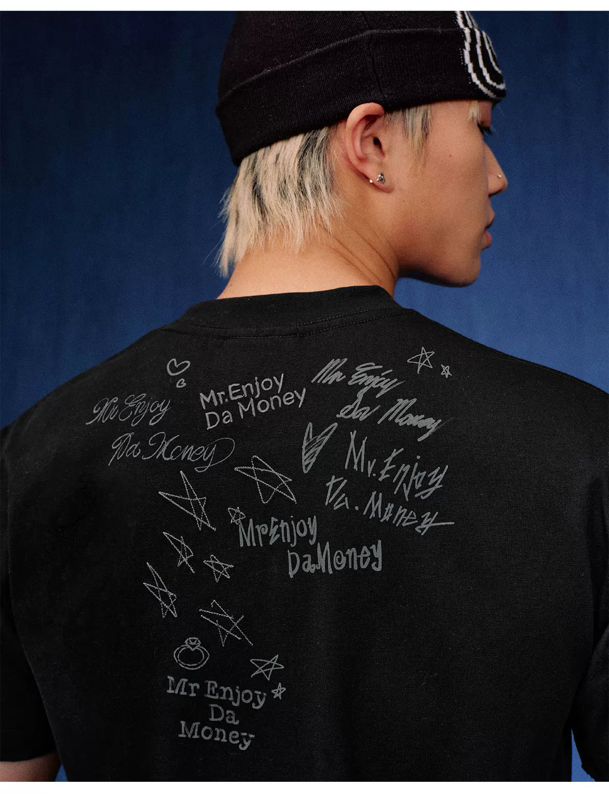 MEDM Font Graffiti Print Embroidery Loose Tee