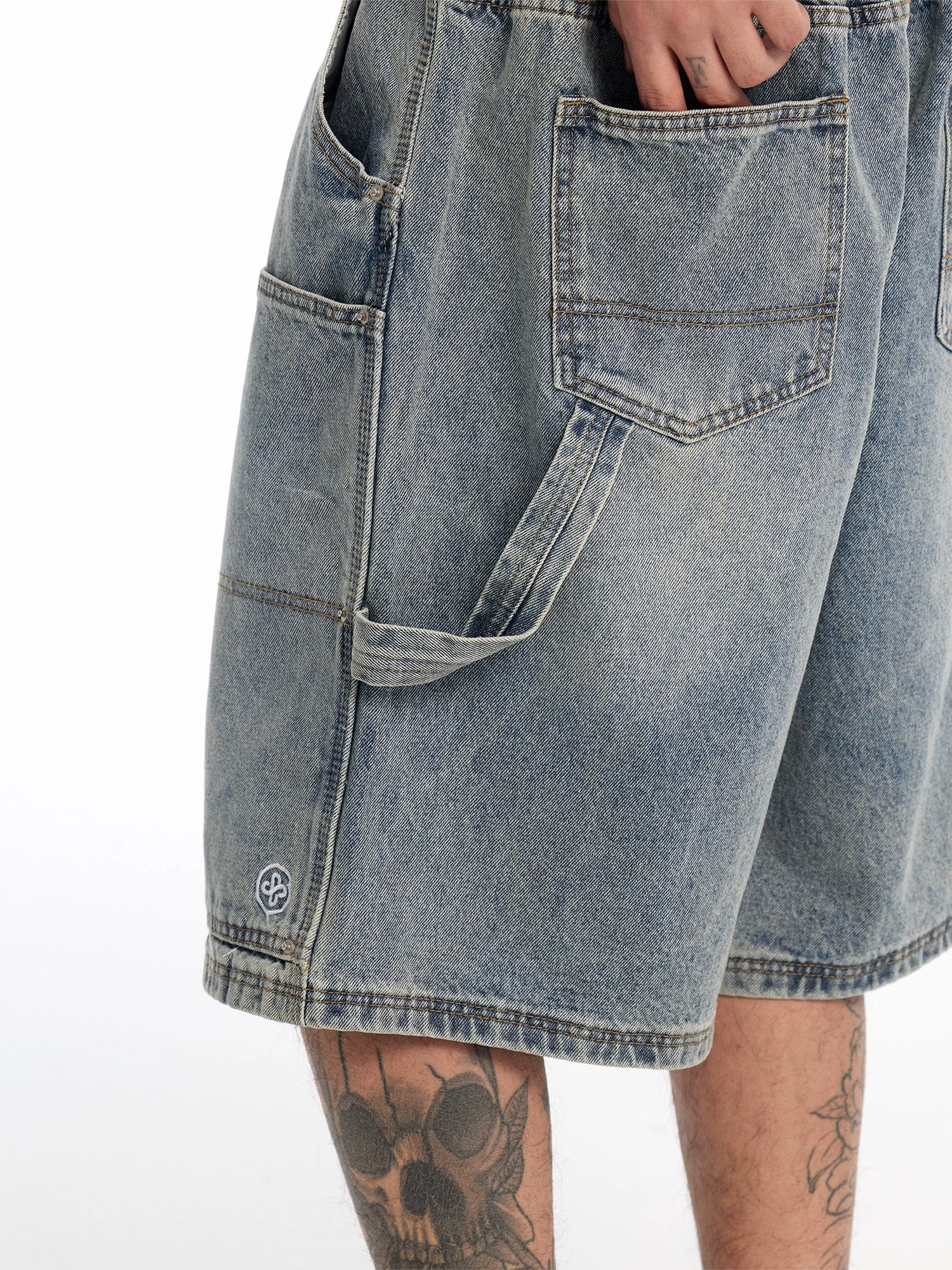 CoosRetro Vintage Wide Leg Denim Shorts