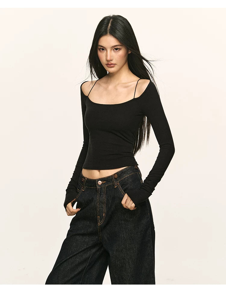Anna Aneae Slim Off-Shoulder Short Long Sleeves