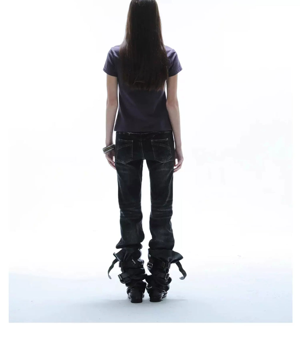 DoublePunch Vintage Embroidered Metal Buckle Slim Tee