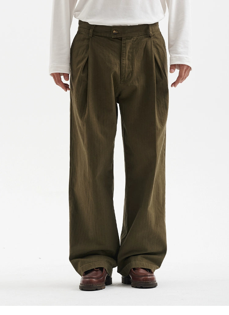 BUTTBILL Double-pleated Herringbone Slacks