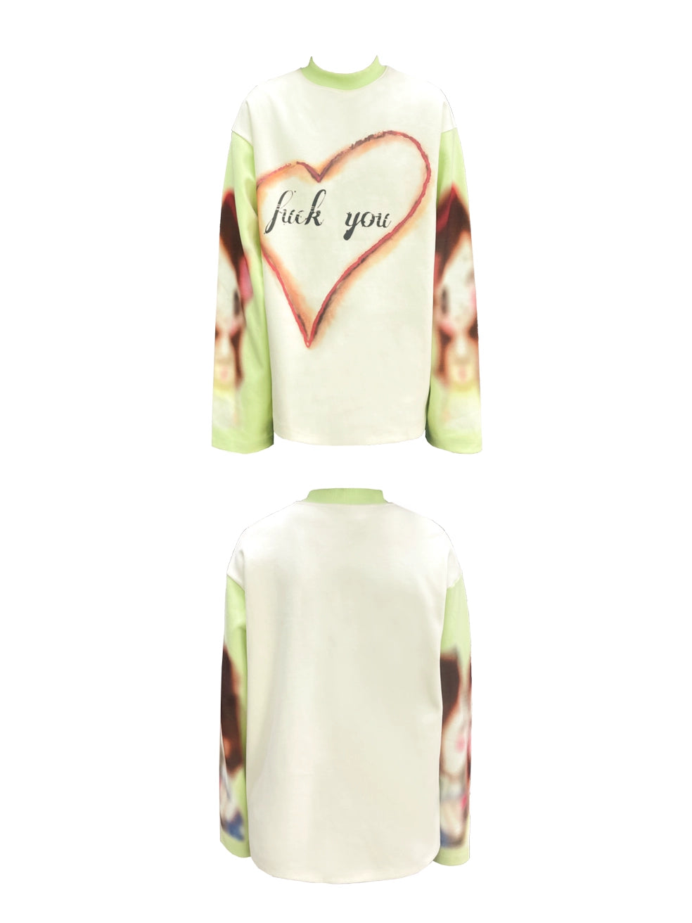 CHAI Love Print Fun Loose Long Sleeve Sweater