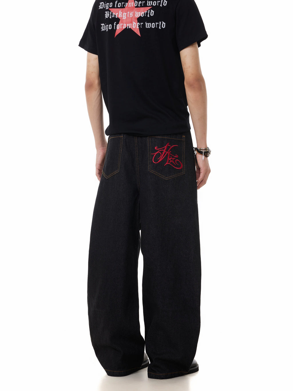 BTSG Detachable Embroidered Square Towel Original Cow Scimitar Pants