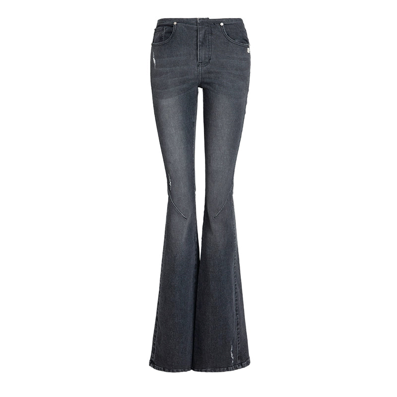ABMY Retro Washed Slim and Thin Stretch Flared Pants