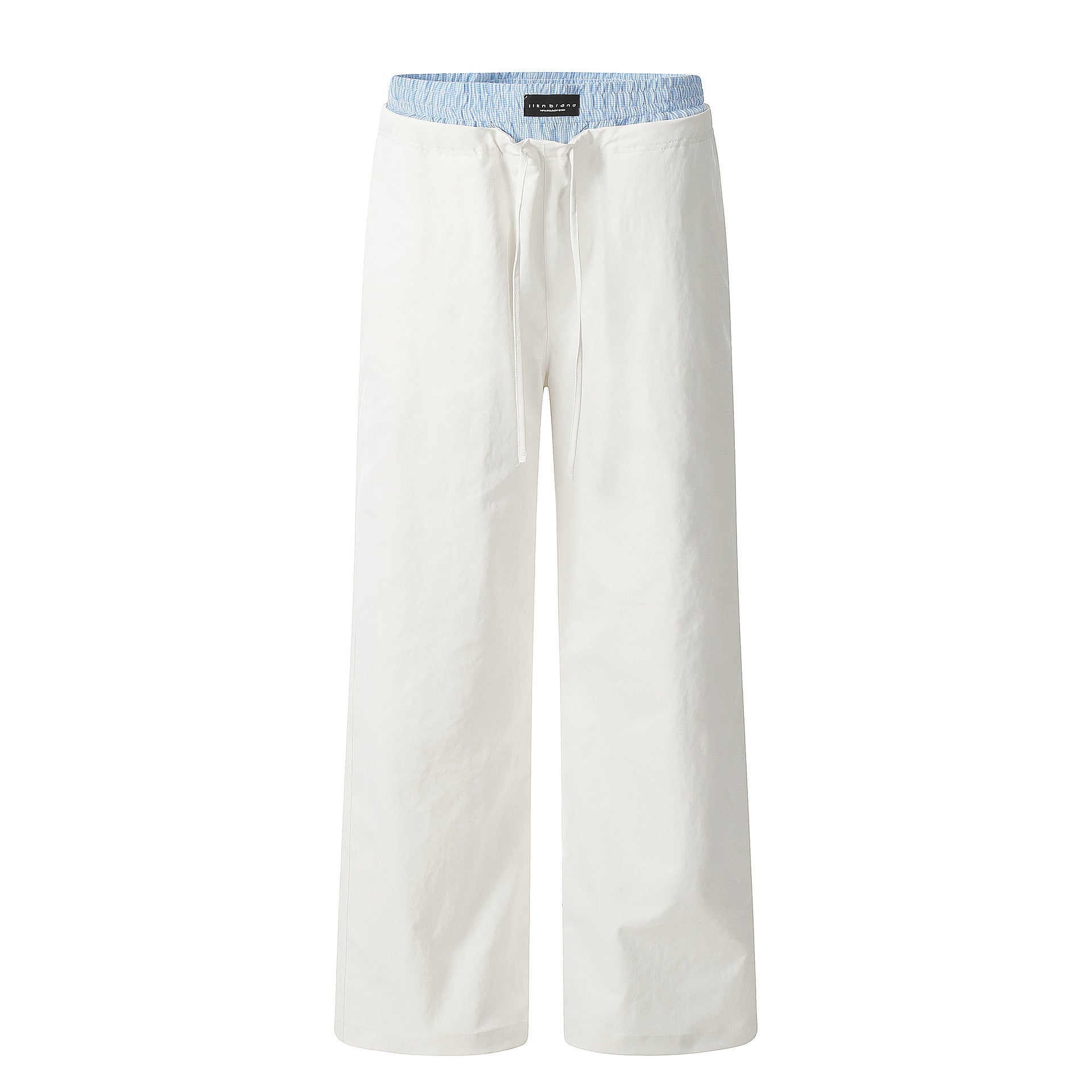 11KN double waist splicing side pocket wide leg straight Pants