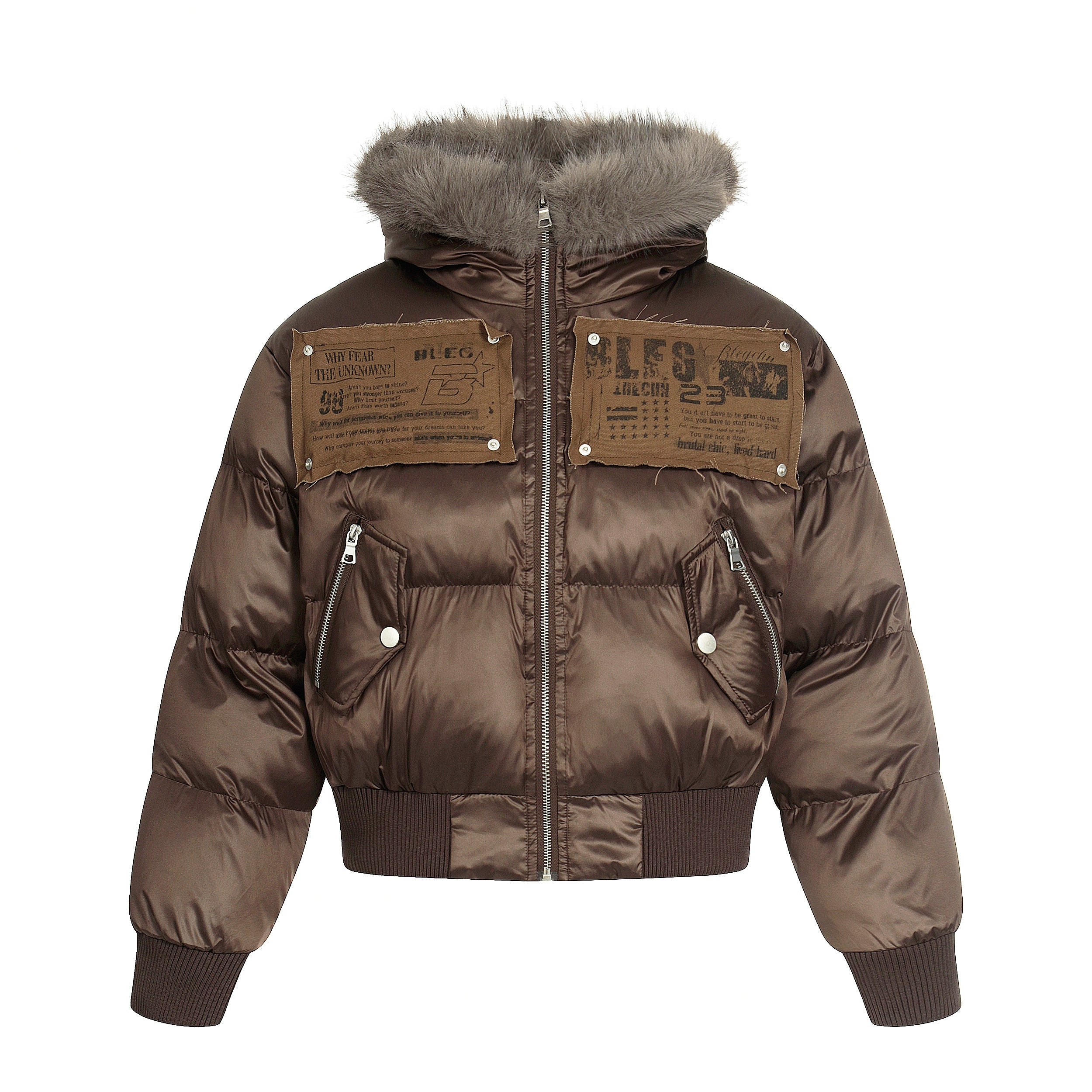 NOMANIAI Sticker Fur Collar Ultra-short Thickened Warm Cotton Clothes