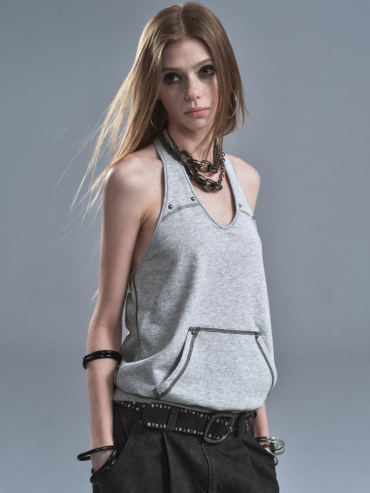 WearAndtear Neck Halter Contrasting Vest