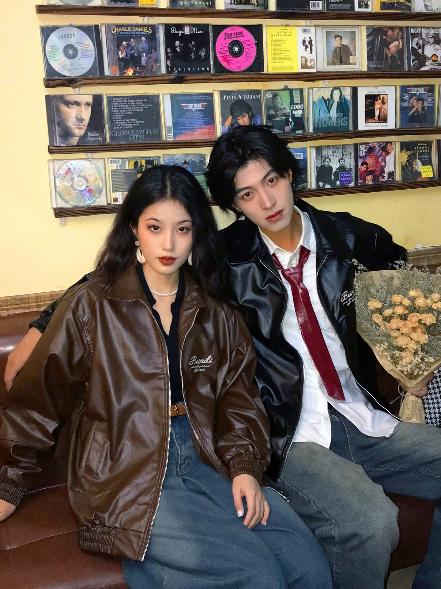 ALOHA Vintage Harbor Style Motorcycle Leather Jacket