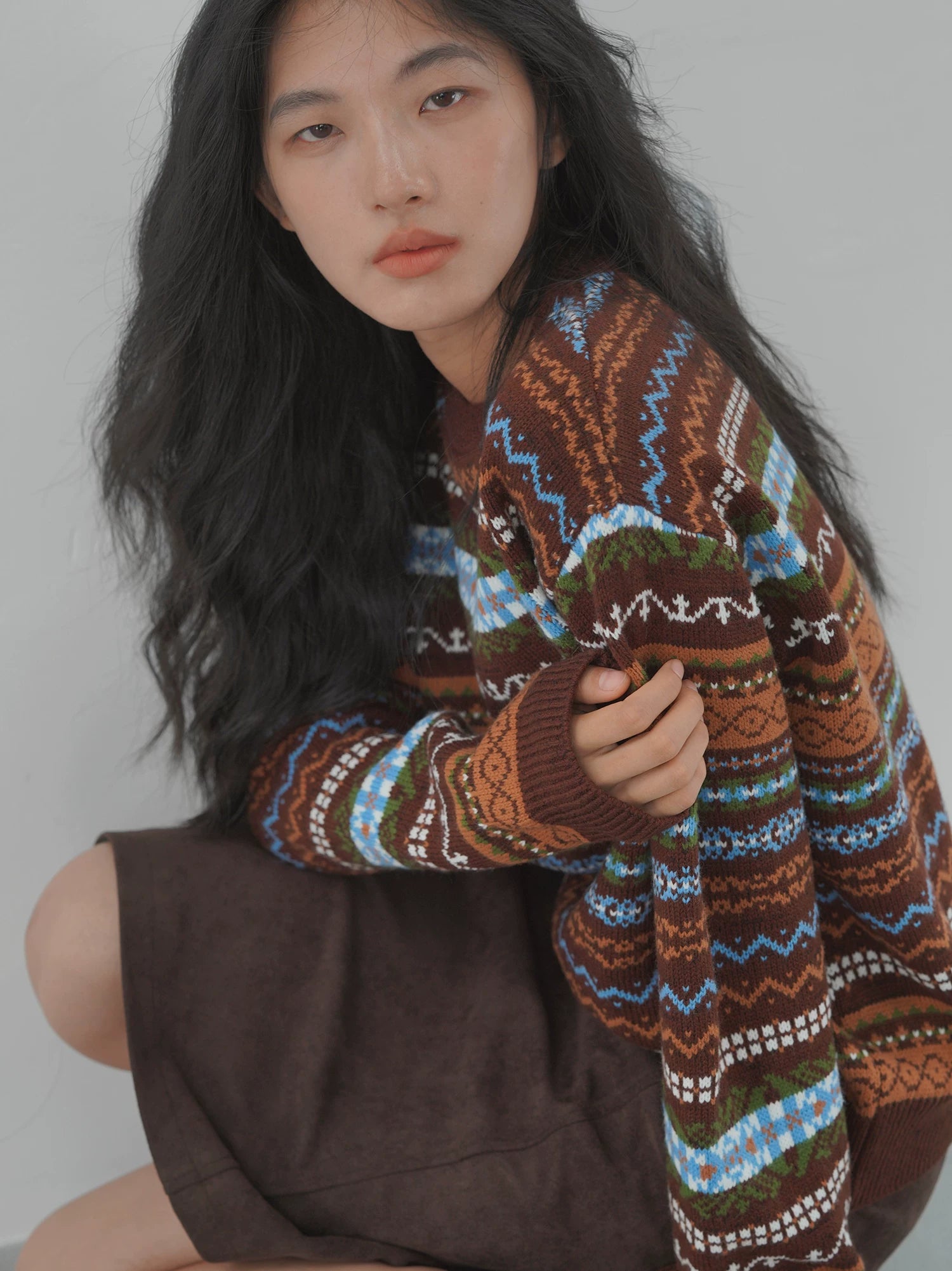 EIGHTHMONTH Vintage Loose Contrast Striped Sweater