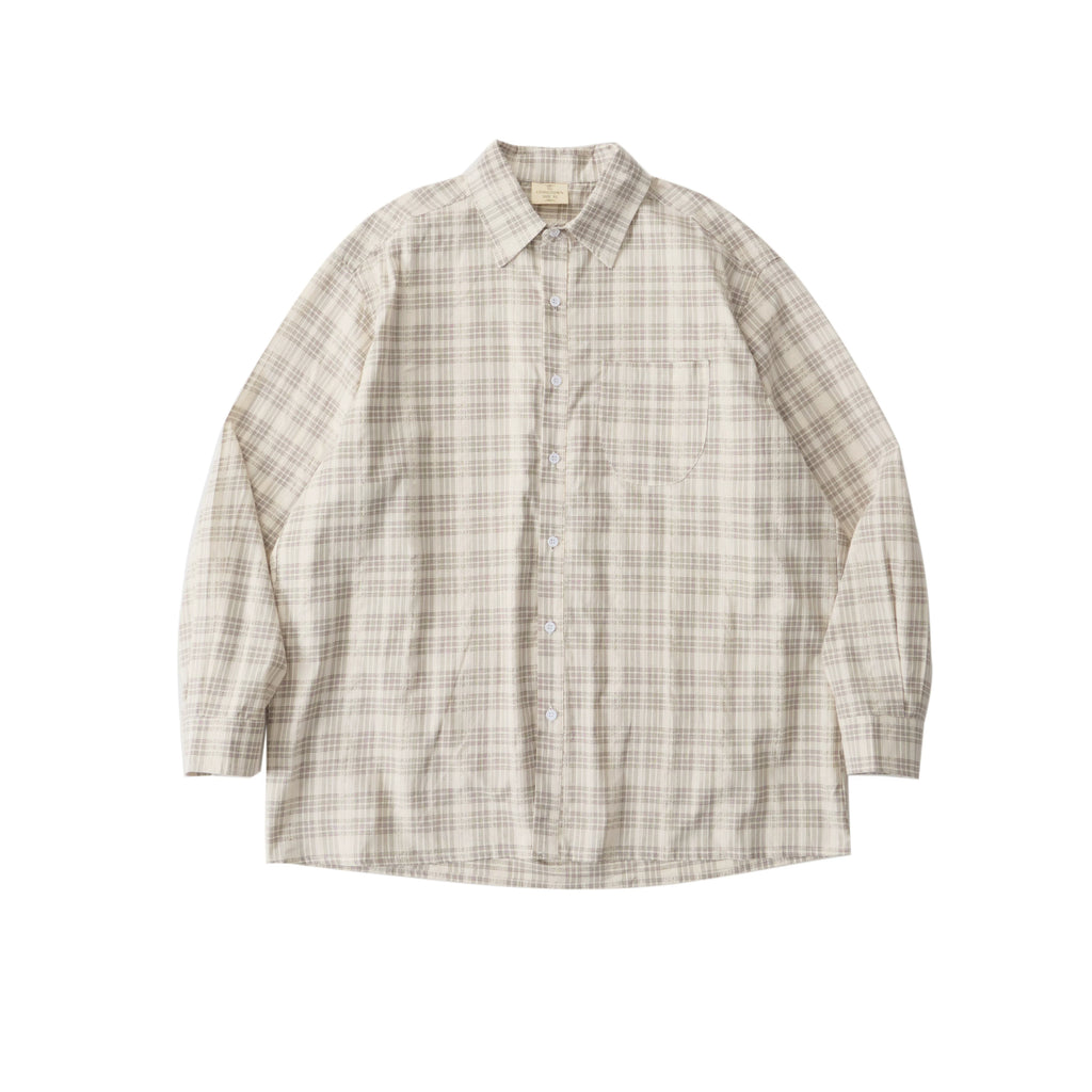 LIVINGTOWN Lapel Plaid Pocket Long-sleeved Shirt