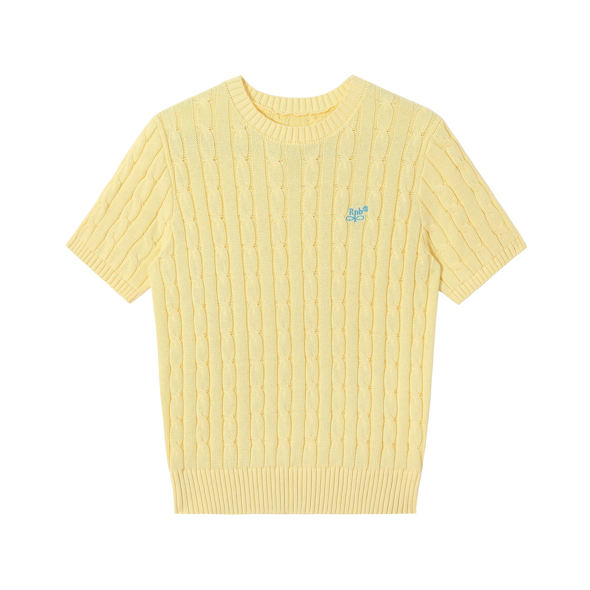 RPB BRAND Korean Twisted Texture Knitted Embroidered Sweater Short Sleeve