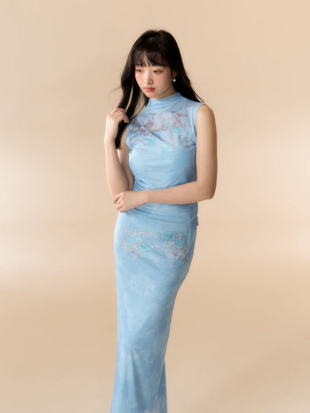 LOUMUTAKU Hot Diamond Mesh Dress