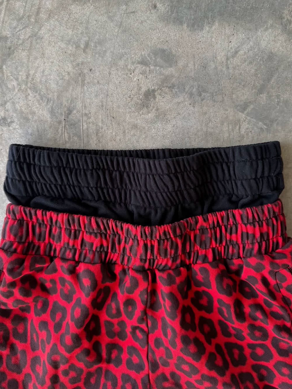FTS Vintage Double Waist Leopard Print Ripped Loose Straight Sweatpants