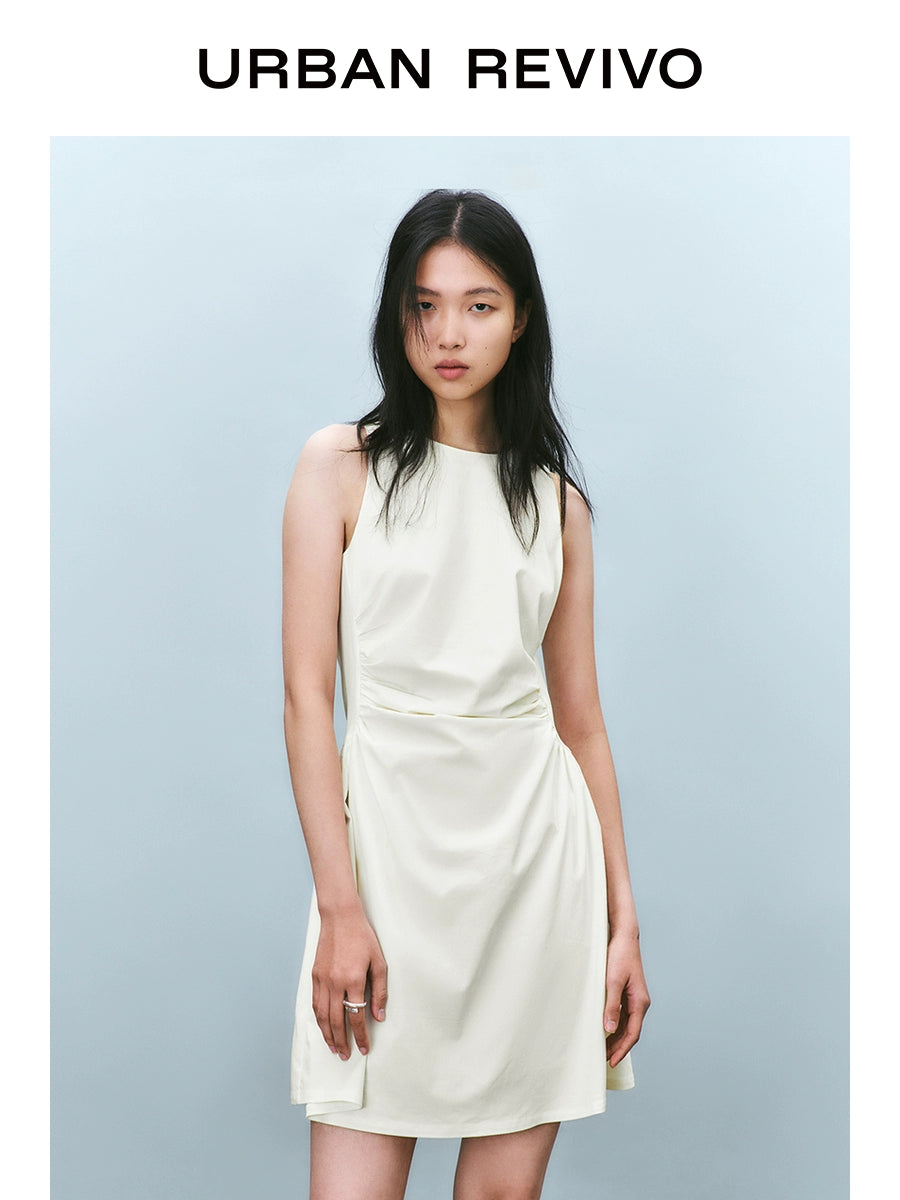 URBAN REVIVO Temperament Pleated Waist Short Dress