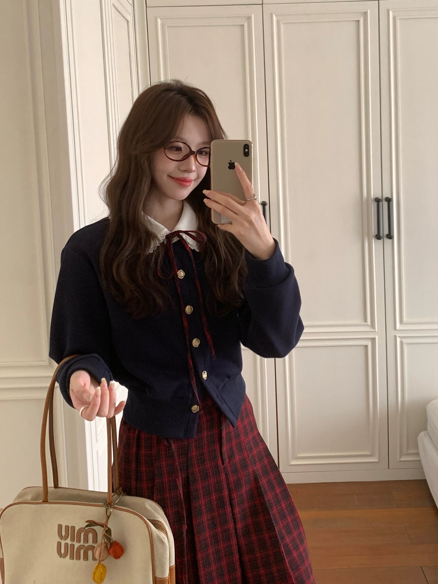 Even Korean Exquisite Contrasting Color Age-reducing Doll Collar Long Sleeve