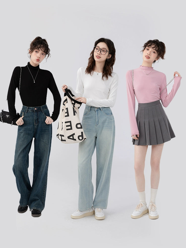 Cantonstory Shoulder Casual Versatile Bottom Shirt