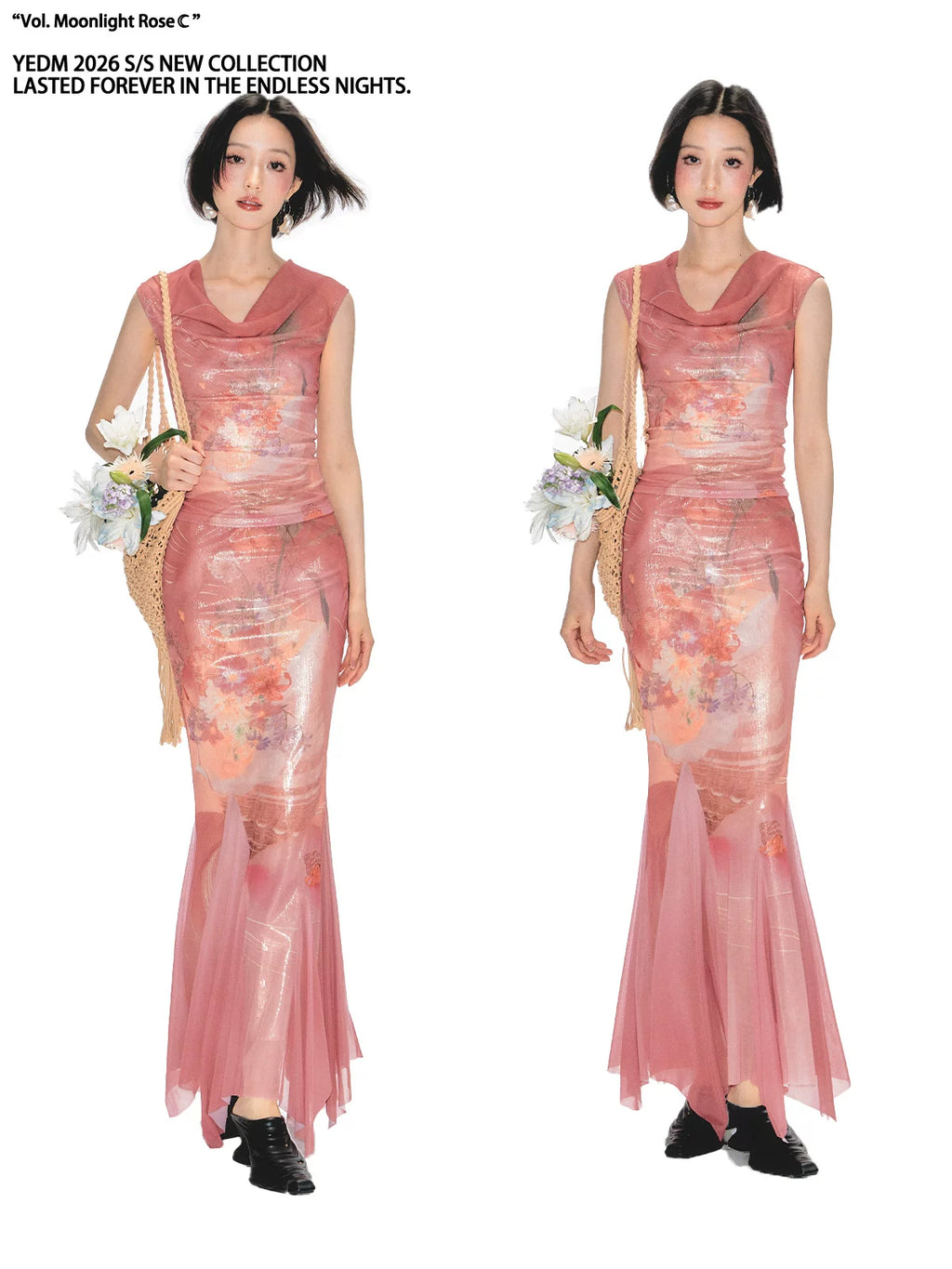 YEDM Swinging Neck Sleeveless Cheongsam Fishtail Dress
