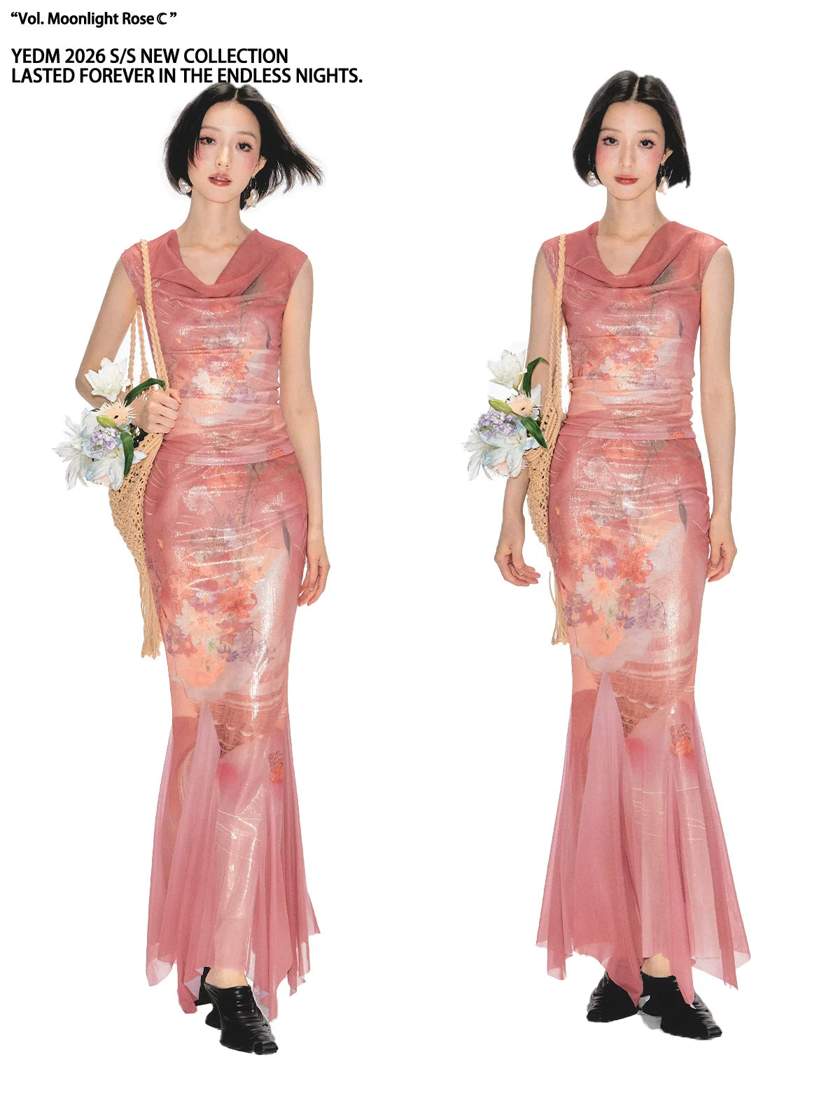 YEDM Swinging Neck Sleeveless Cheongsam Fishtail Dress