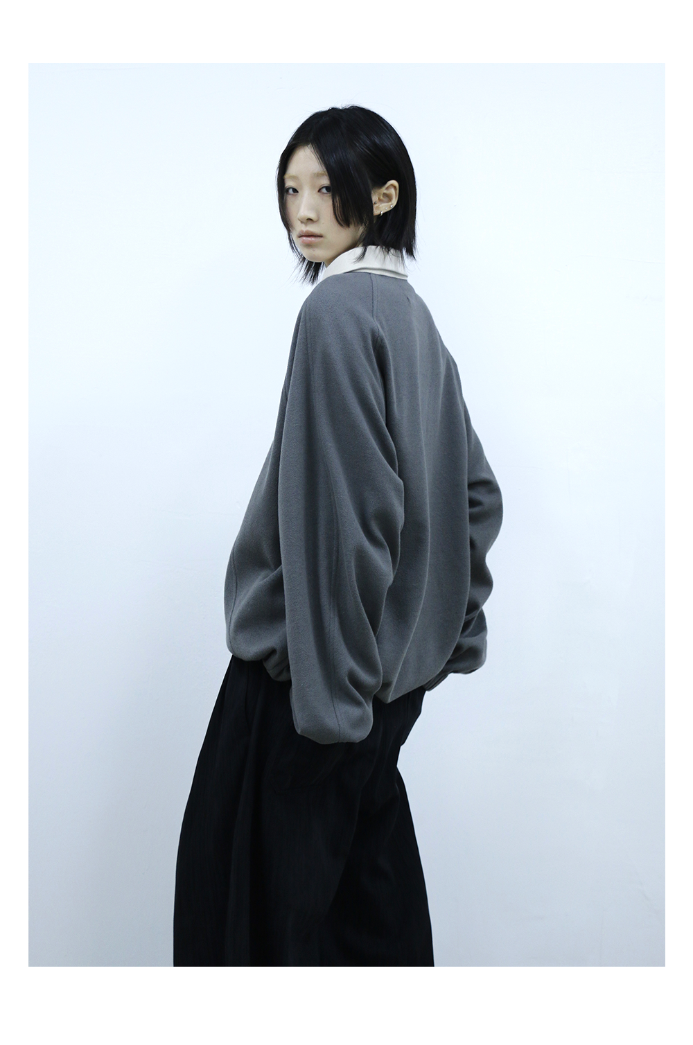 RELABEL Half Zipper Loose Lapel Long Sleeve