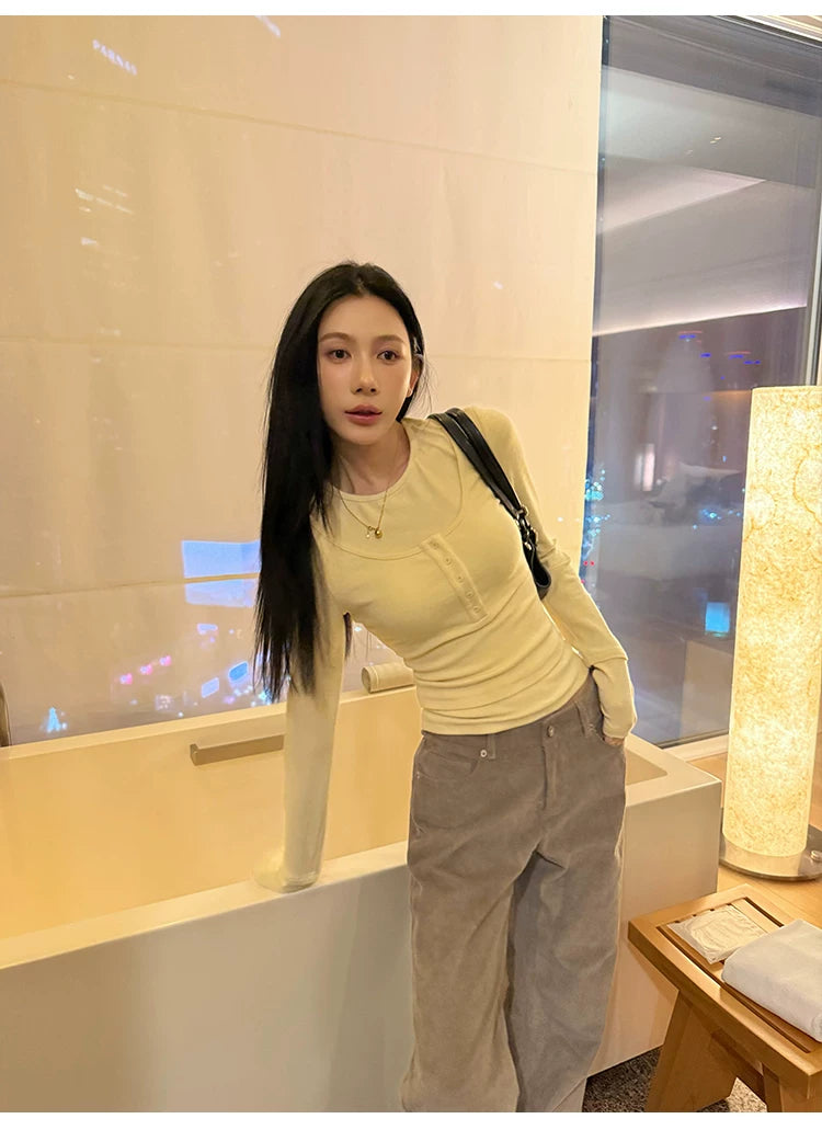YOUNG KYLIN Corduroy Casual Loose Straight-leg Pants