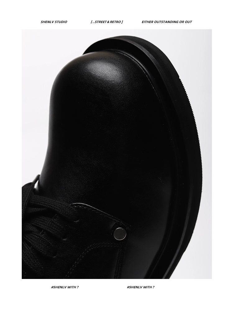 SHENLV turned head thick-soled leather Derby shoes