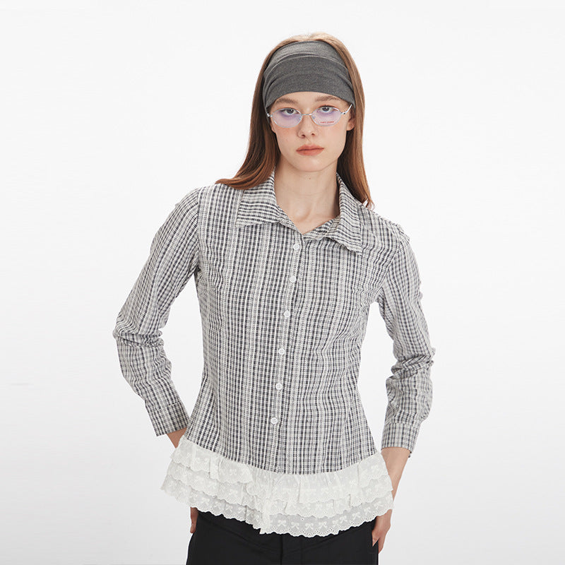 Nariele Plaid Slim-fit Long-sleeved Shirt