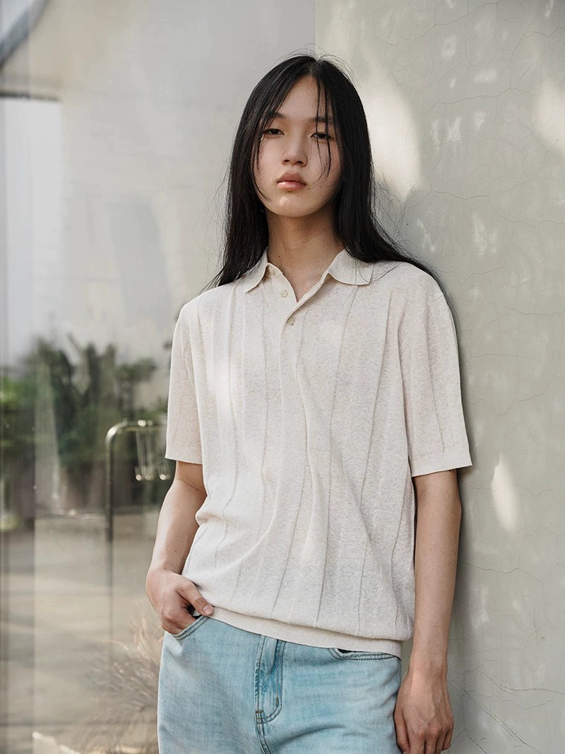 NO LOGO Old Money Dark Strip Jacquard Polo Shirt