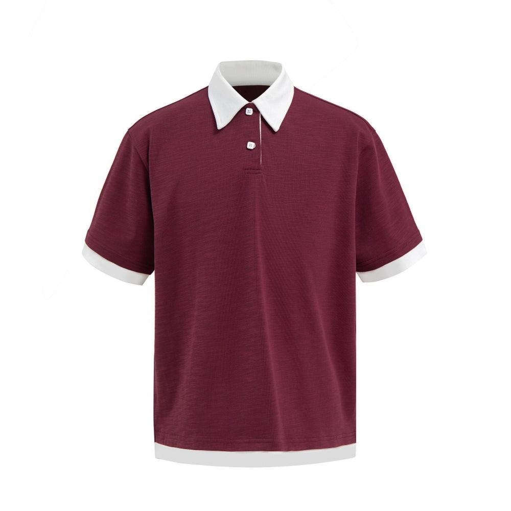 VLABMADE Lazy Contrasting Fake Two-piece Polo Shirt