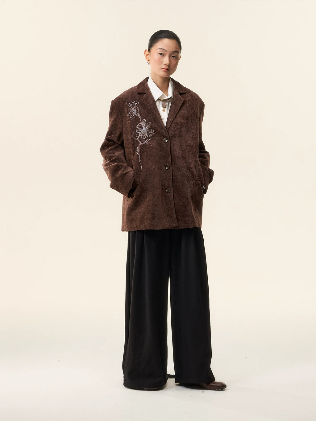 LOUMUTAKU Lily Beaded Jacquard Suit Velvet Jacket