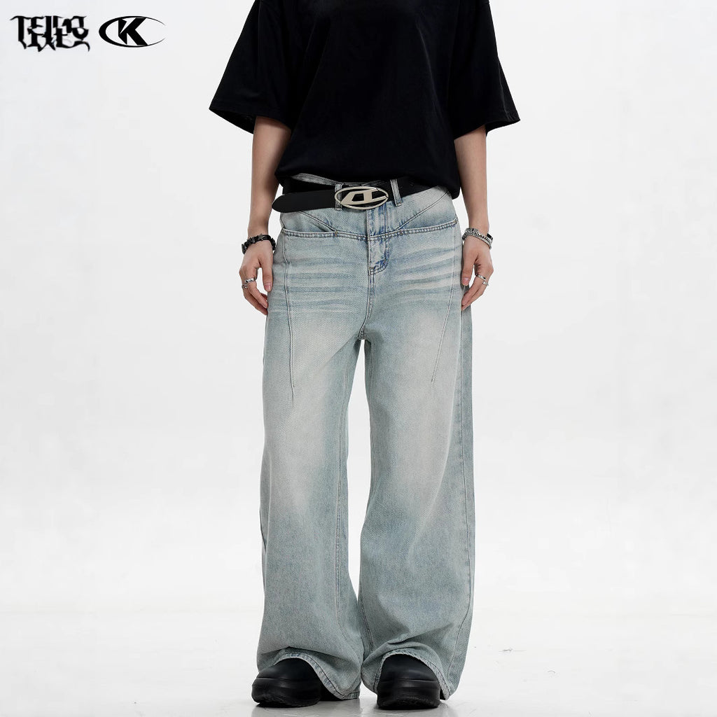 11KN Retro Cat Beard Versatile Jeans