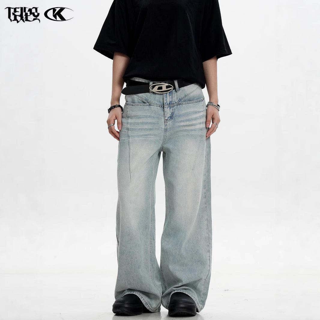 11KN Retro Cat Beard Versatile Jeans