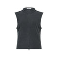 FUNKYFUN Waist Stand-up Collar Double Zipper Cardigan Vest