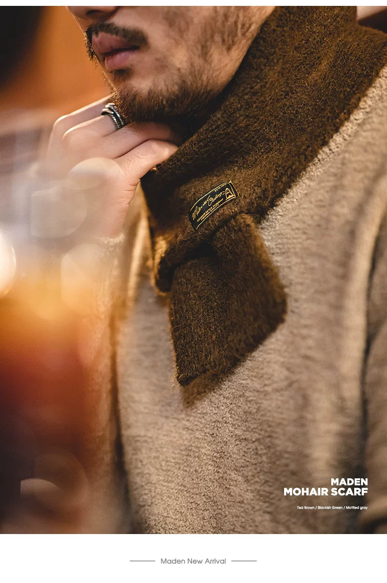 MADEN Retro Imitation Mohair Knitted Small Scarf