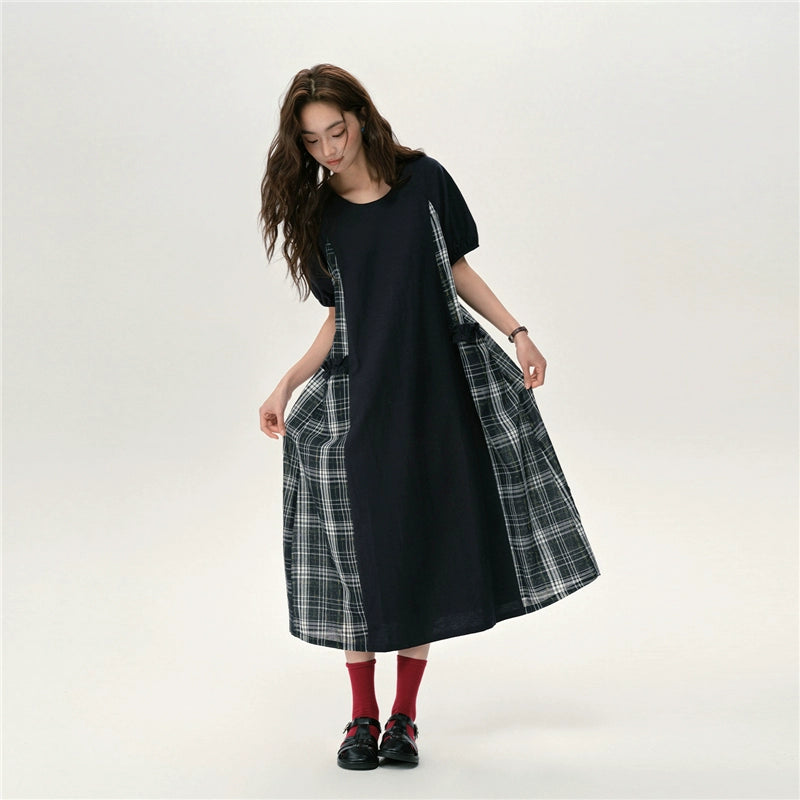 Giordano Patchwork Loose Crew Neck Dress